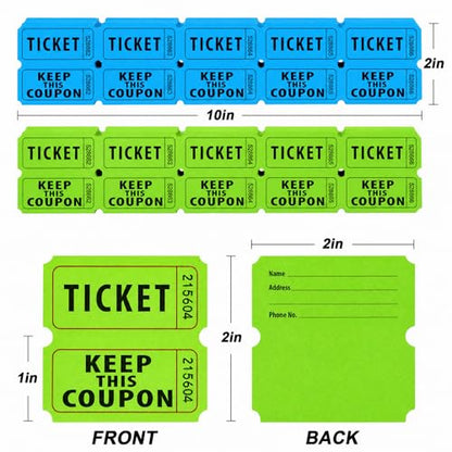 MAQIHAN Raffle Tickets Roll - 50/50 Double Raffle Tickets for Event & Party - color: 800pcs Green & Blue