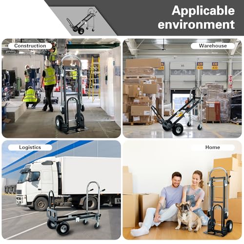 3 in 1 Convertible Hand Truck Dolly Cart with Wheels (Black) - color: Black