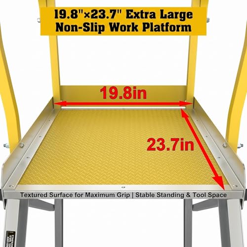 4-Step Aluminum Rolling Platform Ladder 375 LBS Anti-Slip Platform - size: 4 Step