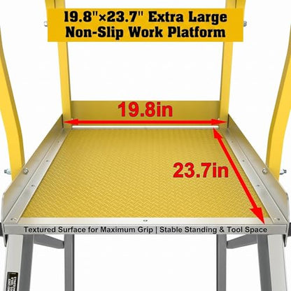 4-Step Aluminum Rolling Platform Ladder 375 LBS Anti-Slip Platform - size: 4 Step