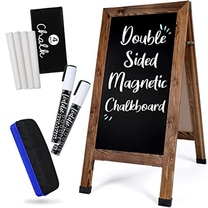 Loddie Doddie Magnetic Chalkboard Sign, Sandwich Board, Brown, 40 x 20 in