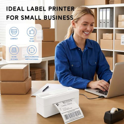 Forc Bluetooth Thermal Shipping Label Printer, 4x6, White - color: White