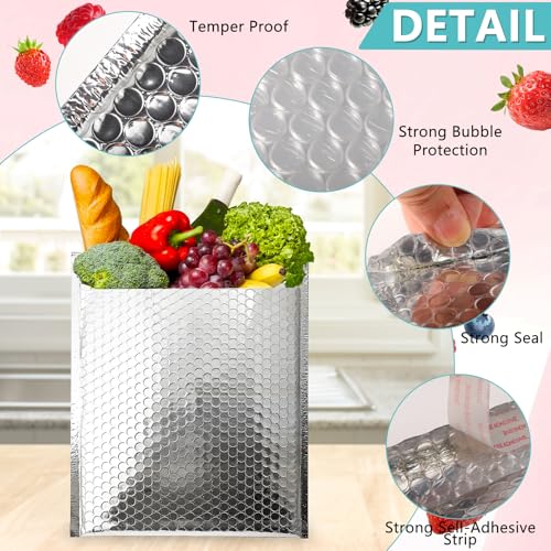 Thermal Bubble Mailer,8 x 11" Metallic Bubble Mailers,Waterproof Padded Envelopes,Self Seal Cool Bubble Mailers,Foil Mailing Envelopes,Insulated Shipping Bags for Cold Shipping (Silver 10PCS) - color: Silver 10PCS