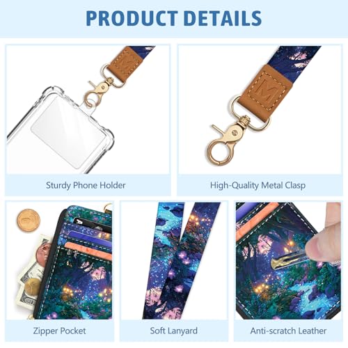 Piefly Forest Firefly Lanyard Wallet with ID Badge Holder, Small Slim RFID - color: Forest Firefly
