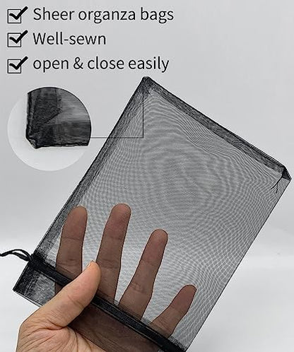 Jexila 100 Pack Mesh Organza Bags 5X7 Inch Drawstring Small Gift Bag Black - color: Black