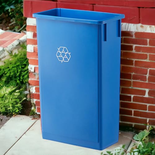 23 Gallon Blue Slim Tall Plastic Industrial Trash Cans for Kitchen and Restaurant - color: Blue, size: 23 Gallon