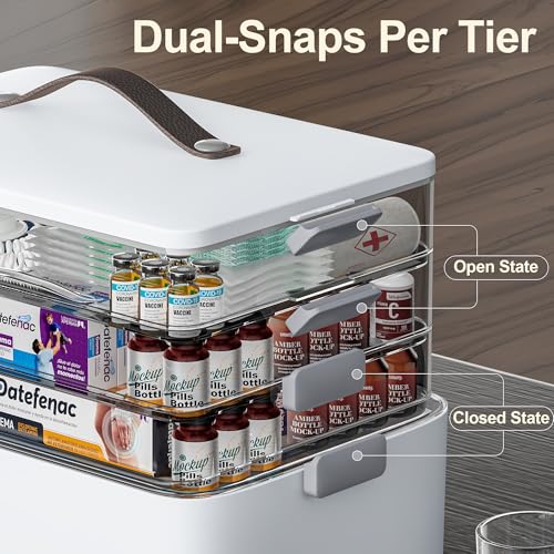 CTIME 4-Tier Medicine Organizer - Portable Medicine Cabinet with Handle - size: Extra Large 4-Tier