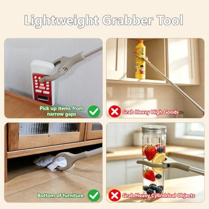 34" Foldable Reacher Grabber Tool with Shoe Horn, 2-in-1 Trash Picker Upper Grabber, 360° Rotating Jaw Long Handy Trash Claw, Lightweight Pick Up Stick for Elderly, Litter, Garden (Gray, 1-Pack) - size: 1 Pack