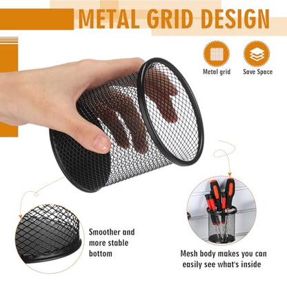 Colingmill 6 Set Slat Wall Hooks Holder Metal Mesh Basket Organizer, Round - style: Round