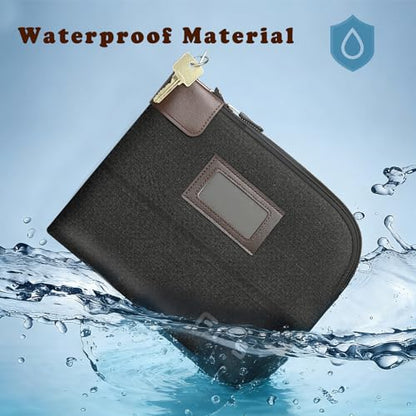 Cash Bag with Lock and 2 Keys, Waterproof Money Pouch with Zipper Closure, 11 x 8.6 Inches, Canvas Document Bag, Bank Deposit Bag for Credit Cards, Passport, Phone Safe Storage