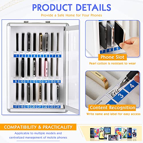 24 Slots Aluminum Alloy Cell Phone Locker, Phone Holder for Classroom - size: 24 Slots Transparent