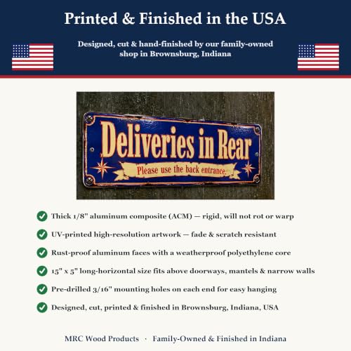Deliveries in Rear Vintage Enamel Business Sign - style: Deliveries in Rear