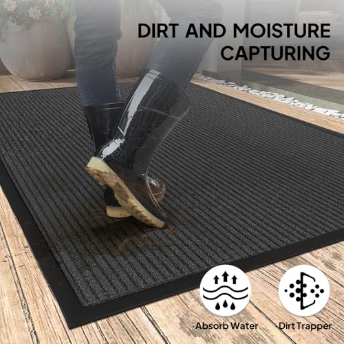 35'' x 47'' Commercial Entrance Mat PVC Composite Anti-Slip Mat Wear-Resistant Dust-Removing Floor Protective Doormats Office Matting Shop Lobby Entrance Carpet Large Door Mats Dark Gray