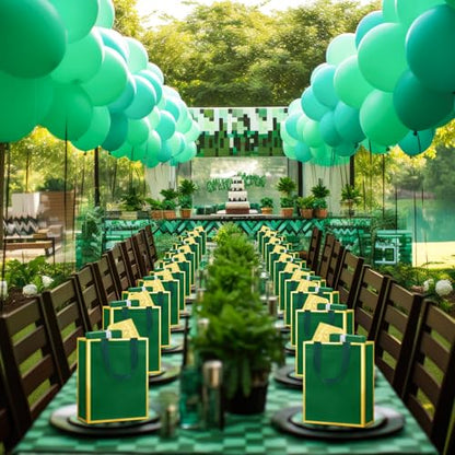 Huhumy 24 Pcs Non Woven Gift Bags with Handles Reusable, Dark Green Gold - color: Dark Green Gold