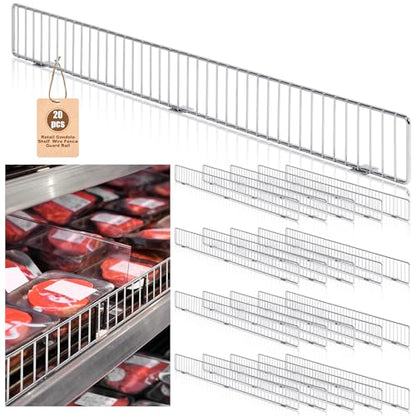 Yaocom 20 Pcs Gondola Shelf Fence 48x3'' Retail Front Wire Guard, Metal - color: Grey, size: 48" x 3"