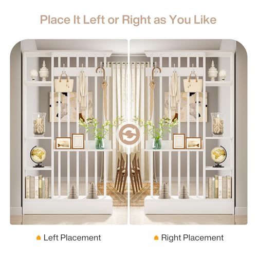 Tribesigns Wall Room Divider with Shelves, 71" Freestanding Room Divider - color: White