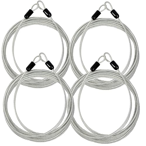 Lumintrail 4 Foot 3mm (1/8th Inch) Braided Steel Coated Security Cable Luggage Lock Safety Cable Wire Double Loop (4 Pack) - size: 4-FT (4 Pack)
