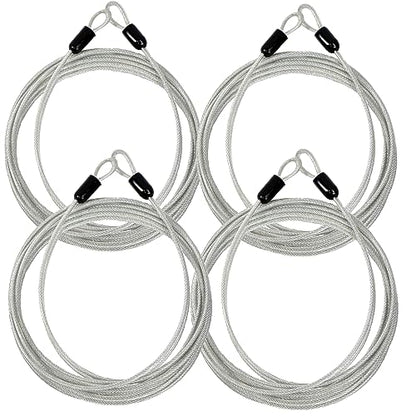 Lumintrail 4 Foot 3mm (1/8th Inch) Braided Steel Coated Security Cable Luggage Lock Safety Cable Wire Double Loop (4 Pack) - size: 4-FT (4 Pack)