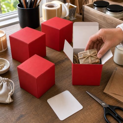 Aosric Red Gift Boxes with Lids 4x4x4 Inch, 24 Pack - color: Red
