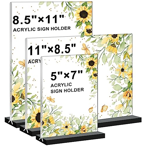 Acrylic Sign Holder 11x8.5 '' Horizontal T-Shaped Clear Double-Sided Table Menu Stands Plastic Picture Frames Display Desktop Display Holders for Wedding Table,Restaurant Signs,Office, Store,6 Pack - size: Vertical 6 Pack 8.5x11''