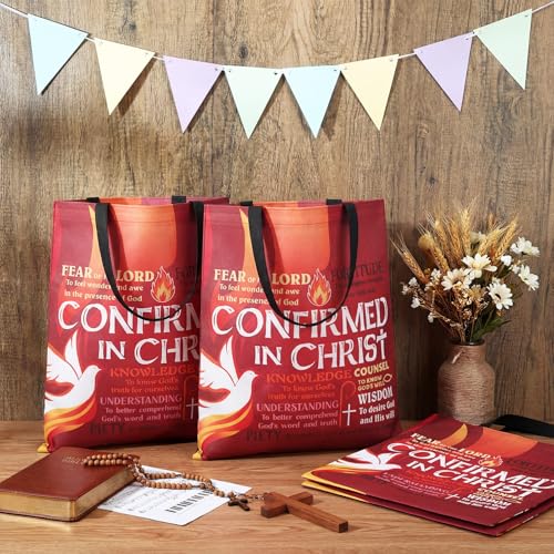 Hosuly 15 Pcs Holy Spirit Confirmation Tote Bags Catholic Gift Bags - style: Holy Spirit