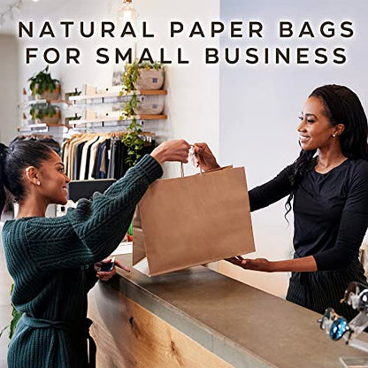Qutuus 16x6x12 Inches 50 Pack Brown Kraft Paper Bags with Handles for Grocery, Birthdays, Retail, Small Business - color: Brown, size: 16x6x12 Inch (Pack of 50)