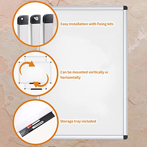 VIZ-PRO Dry Erase Board, 36 x 24 Inches, 2 Pack, Wall Mounted Whiteboard - size: 36 x 24 Inches