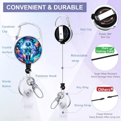 Funny Astronaut ID Badge Holder with Lanyard and Retractable Badge Reel - color: Mystery Astronaut