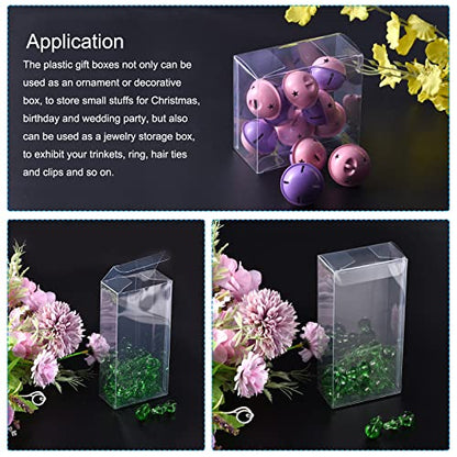 MECCANIXITY Plastic Retail Boxes 1.5"x1.5"x5.4" (38x38x138mm) Gift Box with Protecting Film for Candy, Cookies, Christmas, Wedding, Party Wrapping Clear Pack of 20 - size: 1.5"x1.5"x5.4"