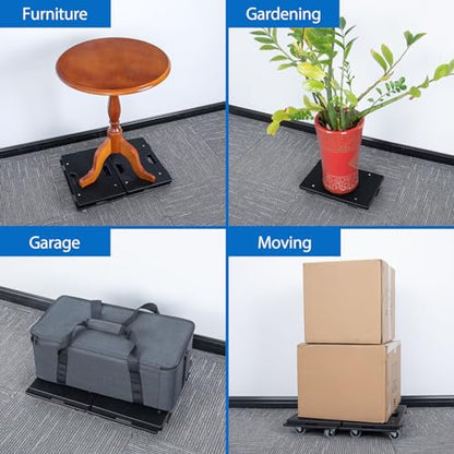 4 Pack Furniture Dolly Upgraded Dollies Connectable with 4 Wheels Small Flat Dolly Cart with 500 LBS Capacity for Heavy Appliance, Black - color: Black, size: 4 Pack