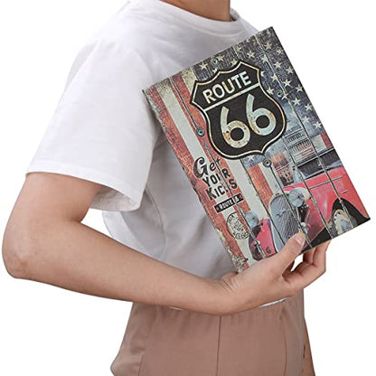 Decaller Book Safe with Key Lock, Diversion Hidden Secret Metal Lock Box for Home Security, Money & Jewelry, 9.5" x 6.2" x 2.2", Route 66 - color: Route 66, size: Key Lock
