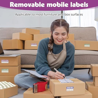 Thboxes 600 Count Removable Home Moving Labels, 9 Colour Stickers, Pen Set