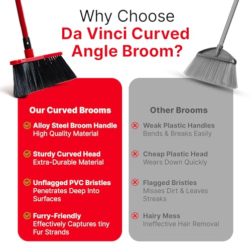 Da Vinci Broom with Dustpan Combo Set, 16-Inch Curved Head, Pack of 2