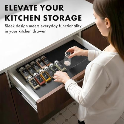 EDELHAUS Spice Drawer Organizer, Expandable Spice Rack for Drawer Black - color: Plastic Black