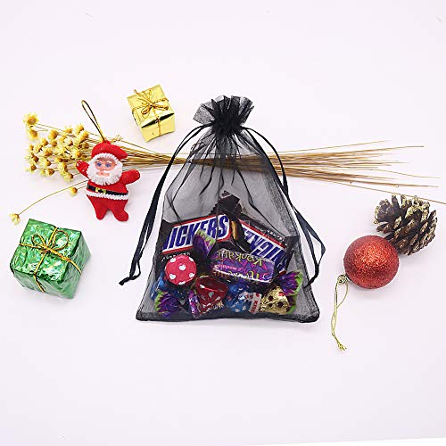 HRX Package 100pcs Mesh Organza Bags 5x7 in for Gift Giving (Black) - color: Black