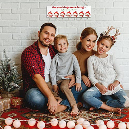 Maitys Christmas Stocking Holder with 7 Hangers Wooden Organizer, Snowman - style: Snowman