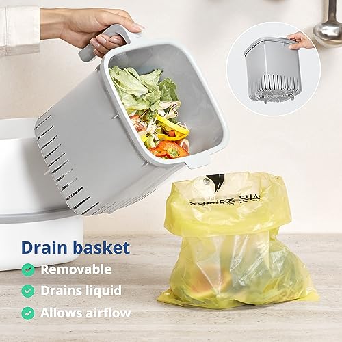 Blue Ginkgo Kitchen Compost Bin, 1.32 gal/5L Countertop Compost Bin, Green - color: Green, size: 1.32 gal / 5 L