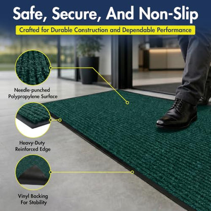 Notrax 109 Industrial Door Mat, 3' x 5' Green, Made in the USA - color: Hunter Green, size: 3' x 5' (Rectangular)