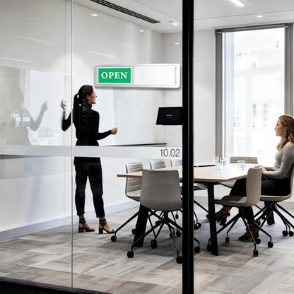 Open Closed Sliding Door Sign for Business, Open Closed Privacy Slider Sign - color: Silver Open Closed