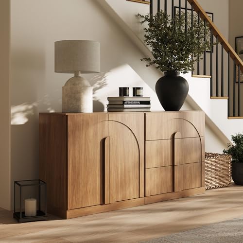 BELLEZE Bijou 2-Piece Modular Sideboard Buffet Cabinet - Camel - color: Bijou Camel Bc