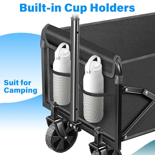 LIAPOTT Wagons Carts Foldable, Lightweight Collapsible Wagon Cart, 360lbs - color: Black