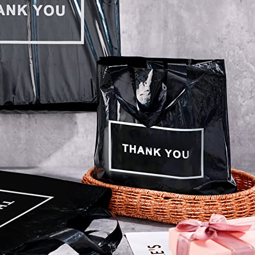 Teling 200 Pcs Thank You Bags with Handle for Business, Black - color: Black