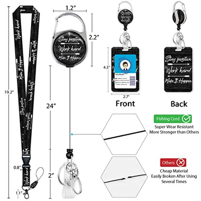 Giancomics ID Badge Holder with Lanyard Retractable Badge Reel Teacher Work - color: Inspirational Quote