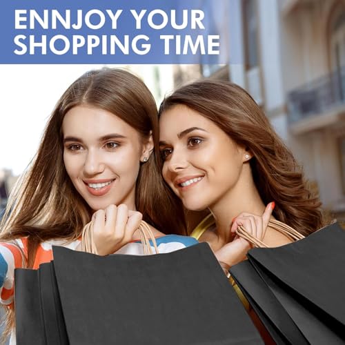 XPCARE Black Large Paper Bags, 200 Pcs 16x6x12 Paper Gift Bags with Handles - color: Black
