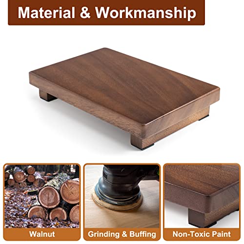 Walnut Wood Pedestal Stand, Wooden Soap Tray Farmhouse Decor Wood Riser Display for Bottle Plant Makeup Tissues Candles Towels Jewelry (Medium, 9 x 5.9 x1.57Inch) - size: Medium & 9*5.9*1.57‘’