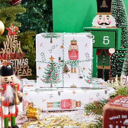 WRAPAHOLIC 30 Inch Nutcracker Christmas Wrapping Paper - 30 Inch x 33 Feet - Nutcracker and Christmas Tree Wrapping Ppaer for Holiday, Party Celebration - color: Nutcracker & Christmas Tree, size: 30 inch x 33 feet