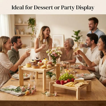 2pack Wooden Display Risers, Wood Charcuterie Boards, Table Risers for Display, Food Display Risers for Party,Easy to Install Anywhere，Suitable for Queuing, Kitchens, Restaurants, Etc