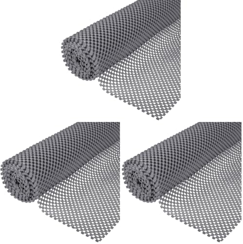 Ruisita Non-Slip Mat Area Rug Pad Anti Slip Gripper Roll Rubber Matting Waterproof Floor Mat PVC Shelf Drawer Liner for Home, Office, Cars, Caravans (Gray, 30 x 200 cm) (Pack of 3) - size: 12" x 6'7" (Rectangular) (Pack of 3)