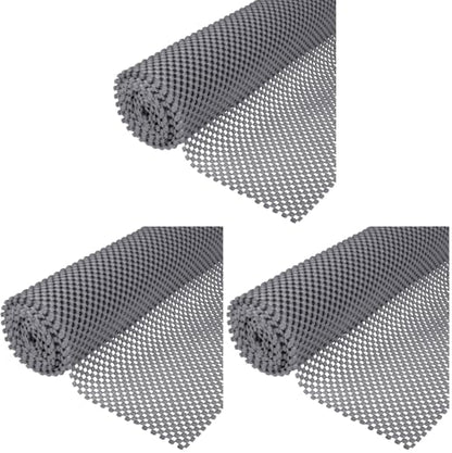 Ruisita Non-Slip Mat Area Rug Pad Anti Slip Gripper Roll Rubber Matting Waterproof Floor Mat PVC Shelf Drawer Liner for Home, Office, Cars, Caravans (Gray, 30 x 200 cm) (Pack of 3) - size: 12" x 6'7" (Rectangular) (Pack of 3)