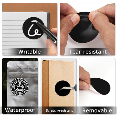 Black Round Stickers 2 Inch Waterproof Vinyl Coding Labels 200 PCS - color: Black